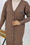 Long Mercerized Cardigan with Collar Detail N3260 Mink - 2