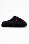 Women's Open Back Heart-Shaped Furry House Slippers; Black - 2