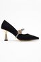Women's Stone-Embellished Stiletto Shoes; Black Zra - 2