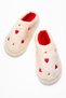 Women's Open-Back Heart-Shaped Furry House Slippers; Ecru - 5