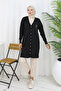 Collar Detailed Long Mercerized Cardigan N3260 Black