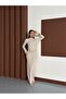 Women's Beige Belt Detailed Long Dress