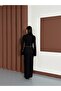 Women's Black Belt Detailed Long Dress - 9
