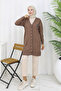 Long Mercerized Cardigan with Collar Detail N3260 Mink
