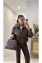 Onda Bitter Brown Leather Jacket with Removable Fur Collar - 2
