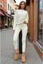 Women's Ecru Leggings Trousers, Elasticated at the Back Waist, Stretchy 3665286 - 5