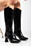 Black Yanki Boots Simple Flat Women's Shoes 8-0-9- - 2