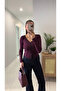 Velori Plum Lace Detailed Ribbed Blouse - 4