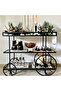FFD Elegant 4-Wheel Metal Serving Trolley with Clear Glass Top – Multi-Purpose Kitchen 100x40x90cm - 3