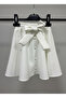 Girl's Red Bow Lace Embroidered White Shirt White Flared Skirt Performance Set October 29 April 23 - 4