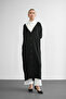 Women's V-Neck Black Buttoned Long Cardigan
