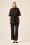 Women's Comfortable Fit Short Sleeve Linen Set Black 31196 - 5