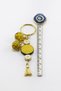 Mustard Colored Glittery Shiny Beaded Cluster Keychain, Gift Bag Ornament - 5