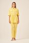 Women's Comfortable Fit Short Sleeve Linen Suit Yellow 31196 - 2