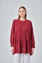 Women's Comfortable Fit Pleated Detailed Tunic Claret Red 31180 - 5