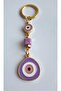 Gift Large Evil Eye Beaded Purple Keychain 10 cm - Piece Price - 5