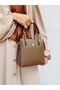 Dark Mink 3-Compartment Faux Leather Women's Hand and Shoulder Strap Bag with Chain Detail - 4