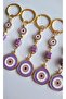 Gift Large Evil Eye Beaded Purple Keychain 10 cm - Piece Price - 2