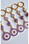 Gift Large Evil Eye Beaded Purple Keychain 10 cm - Piece Price - 6