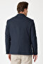 Kadure Men's Dark Navy Blue Argyle Textured Sports Blazer Jacket - 6