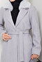 Women's Fur Detailed Belted Lined Cashmere Coat - 8