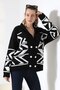 Black Midi Length Buttoned Soft Textured Striped Knitwear Hijab Cardigan - 2
