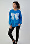 White Lace Ribbon Patterned Women's Oversize Sweatshirt