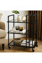 FFD Black Metal & Mirror Glass Serving Trolley – 3-Tier Bar Cart 100x40x90cm - 2