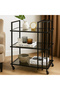 FFD Metal & Mirror Glass Serving Trolley – 3-Tier Bar Cart with 4 Rotating Wheels Black 80x40x90cm - 2
