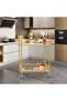 FFD Metal Serving Trolley - Elegant 2-Tier Glass Shelf 100x40x90cm Gold - 4