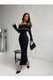 Women's Off-Shoulder Carmen Collar Stylish Dress with Decorative Seams - 6