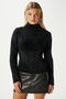 Women's Walk Ribbed Soft Bearded Half-Throat Black Knitwear Sweater 7052 - 2
