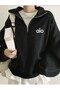 Half Zipper Brooklyn Printed Black Sweatshirt