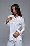 Women's Ecru Jacquard Winter Special Lace Pearl Stone Design Maternity Pajama Set - 5