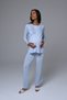 Women's Blue Winter Special Lace Detailed Pearl Stone Design Maternity Pajama Set - 5