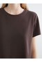 Two Mt Shop Quality Lcw Everyday Brown Diving Fabric Plain Standard & Regular Short Sleeve Women's T-Shirt - 3