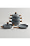 Alberto 9-Piece Aluminum Cookware Set, Grey Granite
