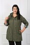 Women's Khaki Striped Lined Plus Size Trench Coat