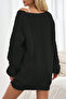 Women's V-Neck Soft Textured Black Knitwear Cardigan - 5