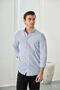 Slim Fit Navy Blue Striped Buttoned Collar 100% Cotton Flared Linen Look Shirt