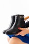 Duber Black Buckle Leather (5 cm Heeled) Daily Use Women's Boots - 2