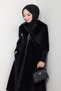 Women's Brooched Lined Ribbed Coat - 8