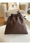 Brown linen mini cloth bag - drawstring bag organizer - makeup bag - 20x20 - cloth bag - 3