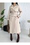 Women's Premium Winter Waist Belted Cape Detailed Cashmere Coat