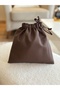 Brown linen mini cloth bag - drawstring bag organizer - makeup bag - 20x20 - cloth bag - 2