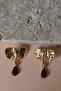 Purple Stone Detailed Earrings with Elephant Figure