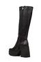 Women's Black Platform Heeled Boots - 4