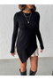 Women's Leopard Asymmetrical Hem Crew Neck Viscose Elastane Tunic Blouse - 3