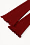 Burgundy Crew Neck Draped Detail Bell Sleeve Modest-Compatible Top Blouse - 4