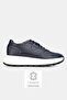 Men's Dark Blue Genuine Natural Leather Size 39-46 Eva Sole Lace-Up Sneaker Shoes